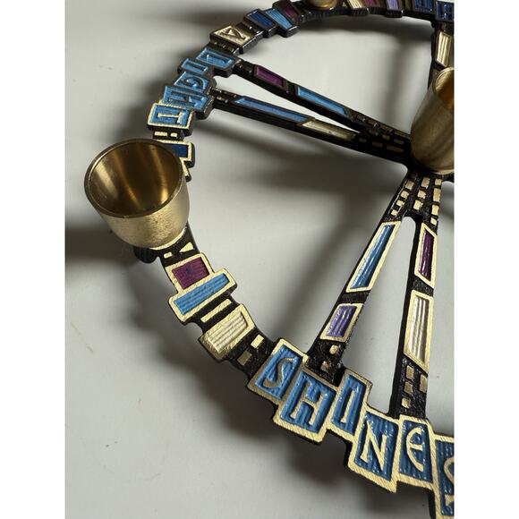 TERRA SANCTA GUILD A Light Shines In The Night Advent 5 Candle 8” Holder Israel - Picture 2 of 5